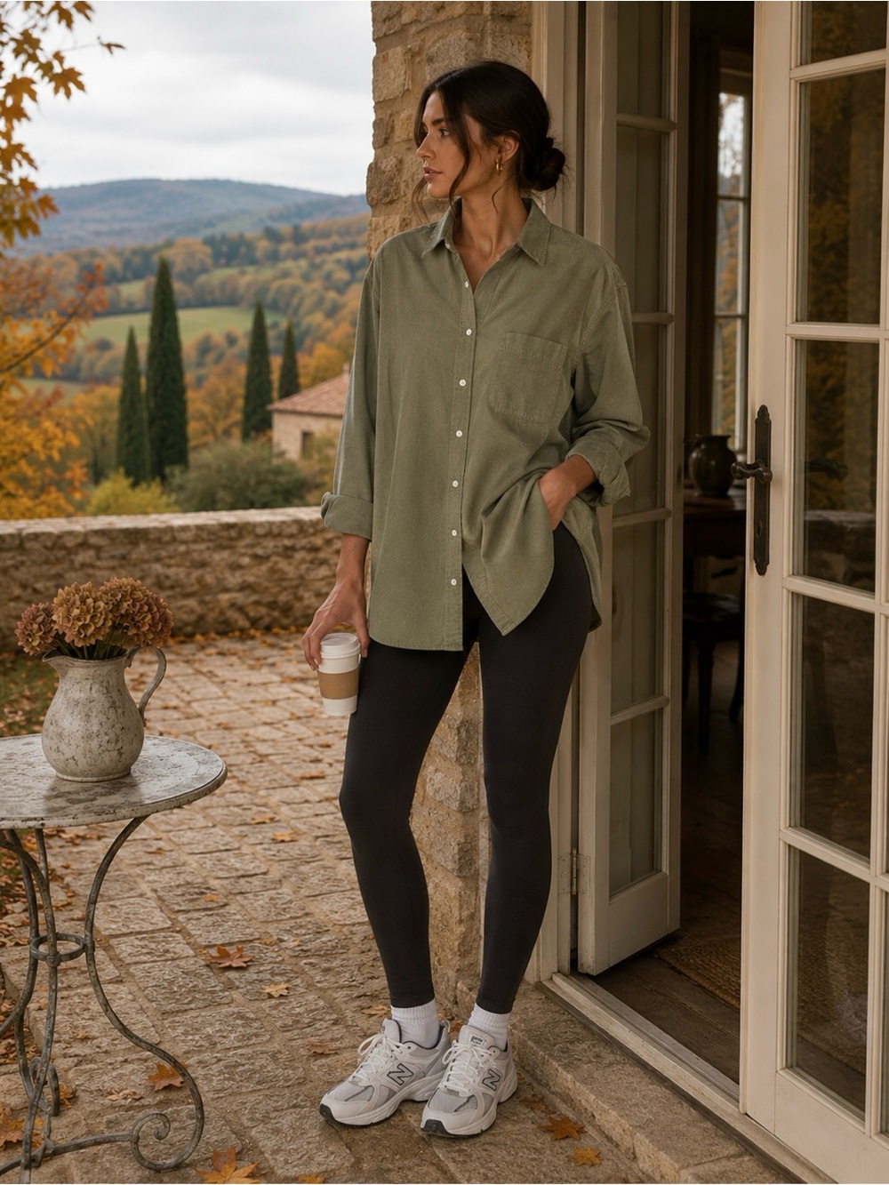 Old Navy Sage Green Linen Blend Shirt